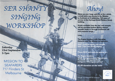 Flyer, The Rogue Academy, Sea Shanty Singing Workshop, 2017