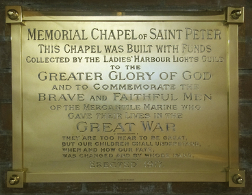Bronze plaque for the Memorial Chapel of St Peter