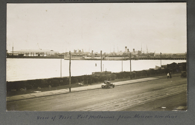 Photograph - Photograph, Sepia, View of Piers, Port Melbourne from Mission windows, Early 20th C