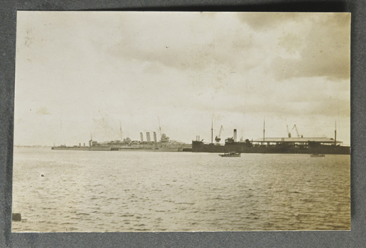 HMAS Australia  berthed at a Pier in Port Melbourne