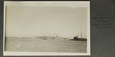Photograph - Photograph, Sepia, Cruiser HMAS Australia - Destroyers: Anzac, Success and Swordsman, Circa 1920