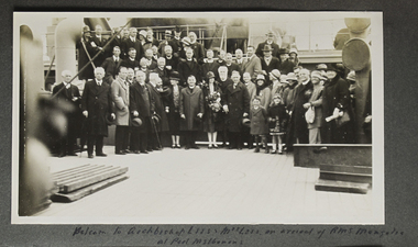 Photograph - Photograph, Sepia, Welcome to Archbishop Mr Lees on arrival of RMS Mongolia at Port Melbourne, 29 November 1928
