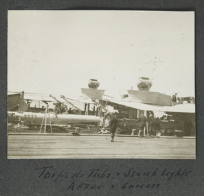 Photograph - Photograph, Sepia, Torpedo Tubes and Search Lights Anzac and Success