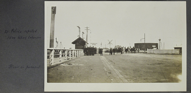 Photograph - Photograph, Sepia, 23 Police repelled  1500 Wharf Labourers  -  Blood on Pavement, November 1928