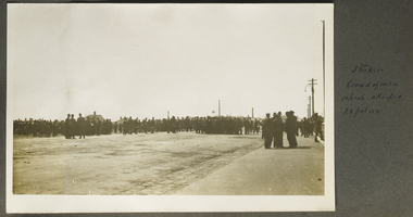 Photograph - Photograph, Sepia, Strikers Crowd of Men ? Attacked 23 Police