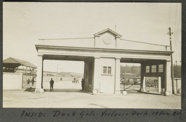 Photograph - Photograph, Sepia, Inside Dock Gate Victoria Dock 10 Nov. 1928, 10 November 1928