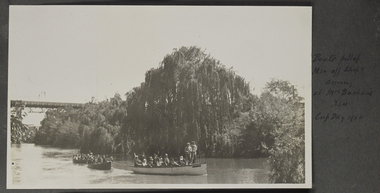 Photograph - Photograph, Sepia, Boat Full of Men off Ships arriving at Mrs Buchan, Kew, Cup Day 1928 (6 Nov. 1928), 6 November 1928