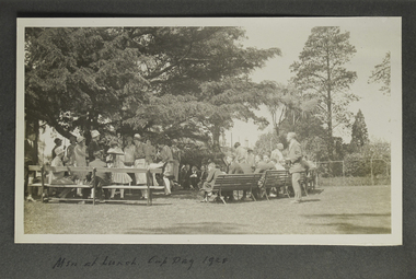 Photograph - Photograph, Sepia, Men at Lunch, Cup Day 1928 (6 Nov. 1928), 6 November 1928