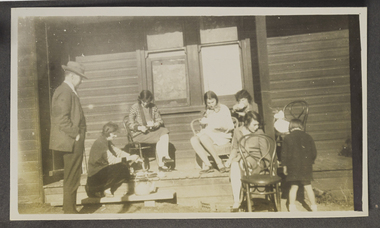 Photograph - Photograph, Sepia, Women and children drinking tea