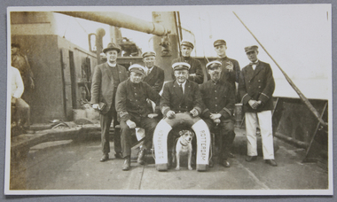Photograph, Chaplain Weller with crew members of SS Marken from Rotterdam