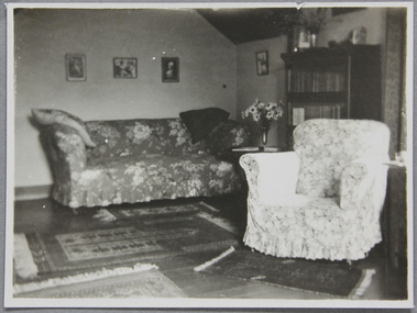 Photograph - Photograph, Black and white, Reverend John Reginald Weller, The Chaplain's Quarters: Sitting Room, c. 1925