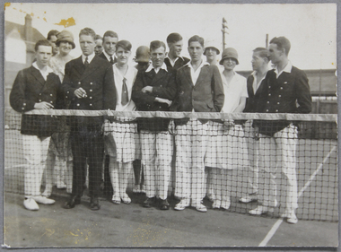 Photograph - Photograph, Black and white, Cadet tennis party, 1926