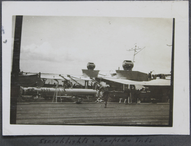 Photograph - Photograph, Black and white, Search lights and torpedo tubs, 1928