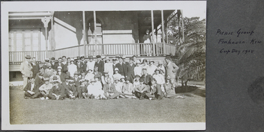 Photograph - Gelatin silver photograph, Picnic group, Finhaven, Kew, Cup Day 1928