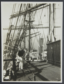 Photograph - Photograph, Black and white, Reverend John Reginald Weller, On board the William Mitchell: On the poop looking for'ard, 1925-26