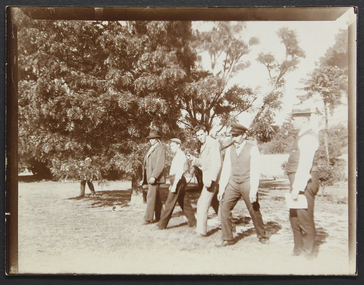 Photograph - Photograph, Sepia, Mr and Mrs Gurney Goldsmith, Picnic at Melby, Christmas Day 1907: foot race, 25 December 1907