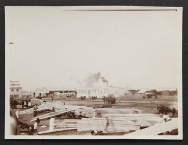 Photograph - Photograph, Sepia, Mr and Mrs Gurney Goldsmith, Landing lumber on the South Side of the Yarra - On the Wharf, 1906