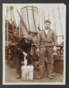 Photograph - Photograph, Sepia, Mr and Mrs Gurney Goldsmith, Stirring paint, 1906