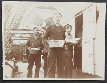 Photograph - Photograph, Sepia, Mr and Mrs Gurney Goldsmith, Dinner is served on board a sailing ship - The Crews Dinner, 1906