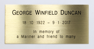 Plaque - Memorial Plaque, G.H.Rice Memorials, George Winfield Duncan, 2018