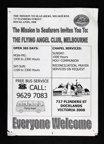 Poster, The Mission to Seafarers invites you to: The Flying Angel Club, Melbourne