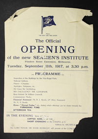 Programme, The Official Opening of the New Seamen's Institute, 1917