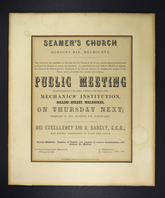 Poster - Notice  of meeting, Public Meeting - 25 February 1858, 1858