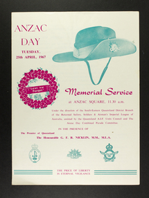 programme, Anzac Day Tuesday 25th April 1967, 1967