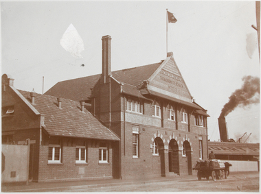 Horse cart  in front of the 1907 Seamen''s Institute Siddeley Street