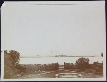 Photograph - Photograph, Sepia, Mr and Mrs Gurney Goldsmith, Disabled French Barque: Towing up the Yarra  from Monomeith Gardens Newport, 1906