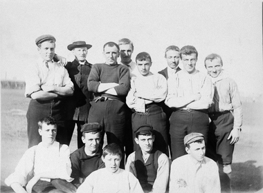 Photograph, Reverend Gurney Goldsmith with a group of seamen