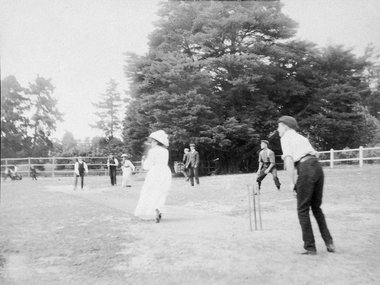Photograph, Seamen and ladies playing cricket