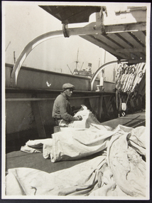 Photograph - Photograph, Black and white, Freda Kathleen Oxley (1882-1969), Chilean Sailmaker on the Skaregrøm, 1925-1926