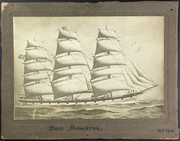 Photograph - Photograph, Sepia, Mounted, Ship Hiawatha Oct.1910, 1910