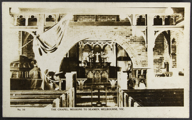 Postcard, A Real Photograph, The Chapel, Missions to Seamen Melbourne, Vic, c. 1917