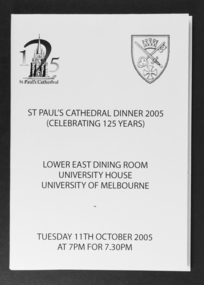 Document - Menu, St Paul's Cathedral dinner 2005, 2005