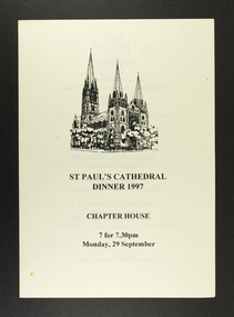Document - Menu, St Pauls Cathedral Dinner 1997, 1997