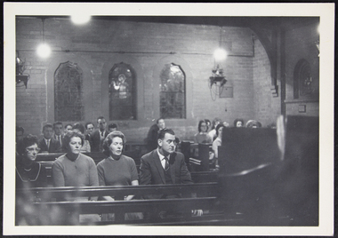 Photograph - Photograph, Black and white, Attending a service in St Peter chapel