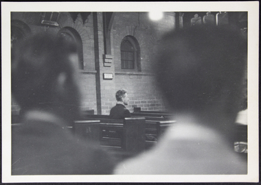 photograph - Photograph, Black and white, Attending a service in St Peter the Mariner chapel