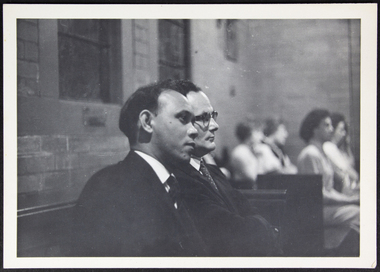 photograph - Photograph, Black and white, Attending a service in St Peter the Mariner chapel