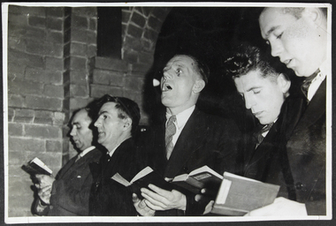 Photograph, Men during a service in the St Peter chapel, c. 1950