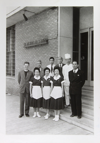 photograph - Photograph, Black and white, Staff in front of the Yokohama mission