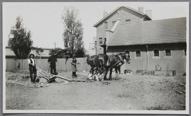 Photograph - Photograph, Black and white, Reverend John Reginald Weller, Making the tennis court, January 1926