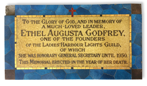 Rectangular opus sectile tablet dedicated to Ethel Augusta Godfrey