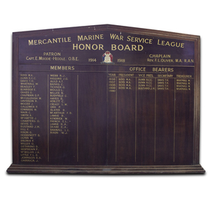 Memorabilia - Honor Board, Mercantile Marine War Service League, Early 20th Century