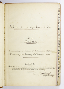 administrative record (item) - Letter book, W.H.C. Darvall, The Victorian Seamens' Mission, Institutes and Rests: No 1 Letter Book, late 19th Century