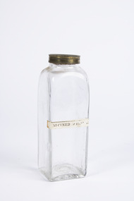 Container - Square Based Glass Container with Metal Lid