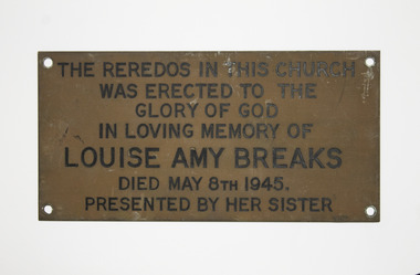 Plaque - Memorial Plaque, Louise Amy Breaks