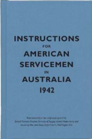 Book - Pocket book, Special Service Devision, Service of Supply, United States Army, Instructions for American Servicemen in Australia 1942, 2007