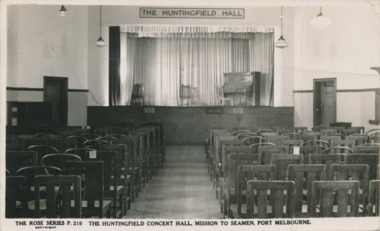 Postcard, Rose Stereograph, The Huntingfield Concert Hall, Mission to Seamen, Port melbourne, c. 1937